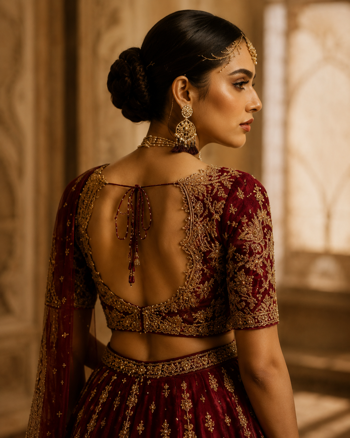 Maroon designer bridal blouse customization